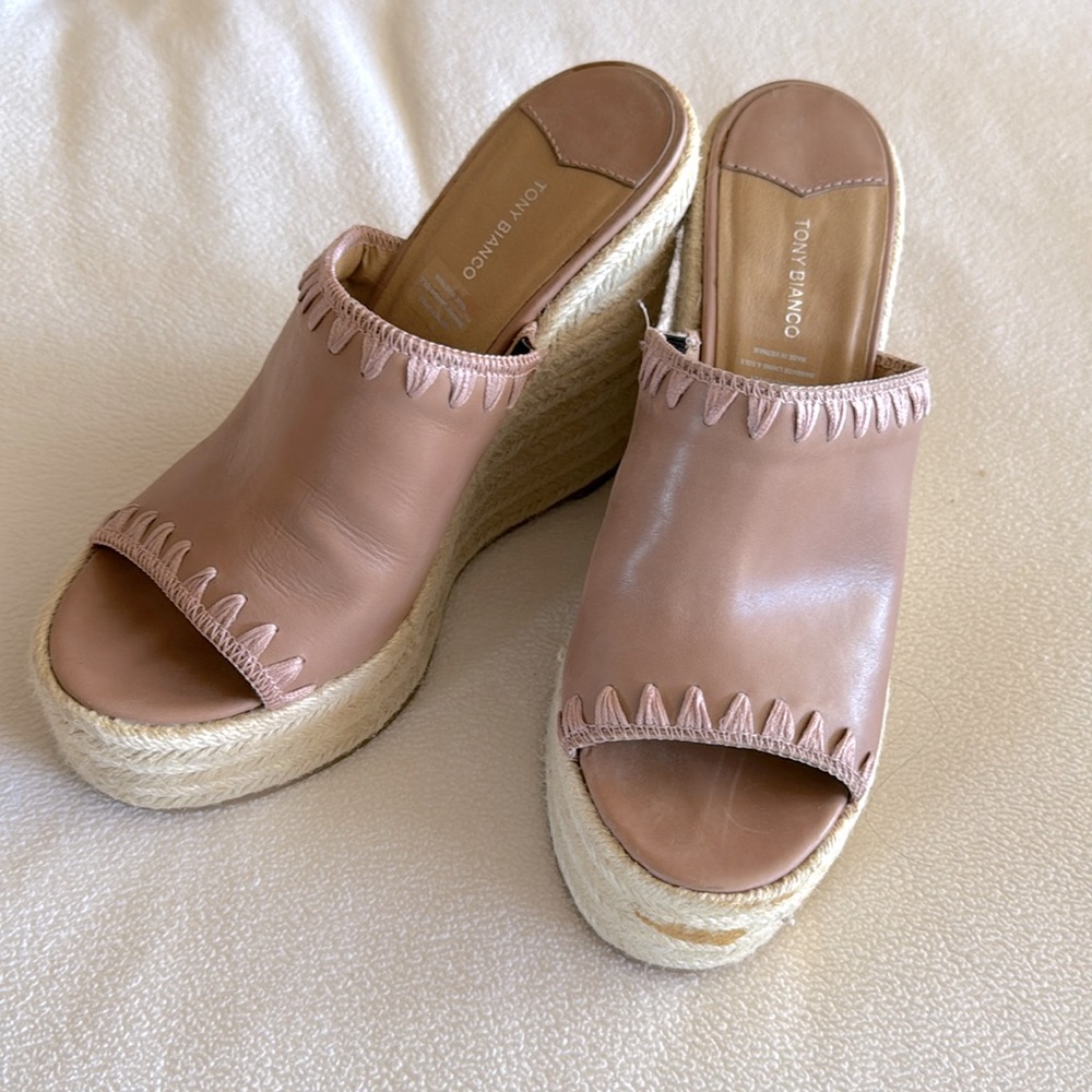 Tony Bianco wedges dusty rose side 9 AU
